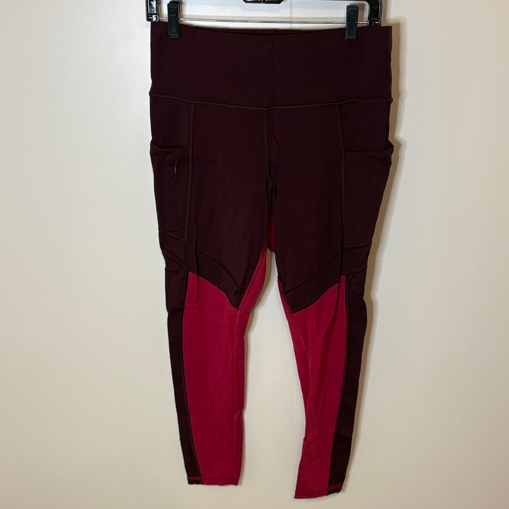 Athleta Burgundy and Pink Leggings M